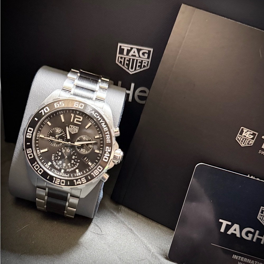 Tag Heuer Black and Silver Luxury Watch